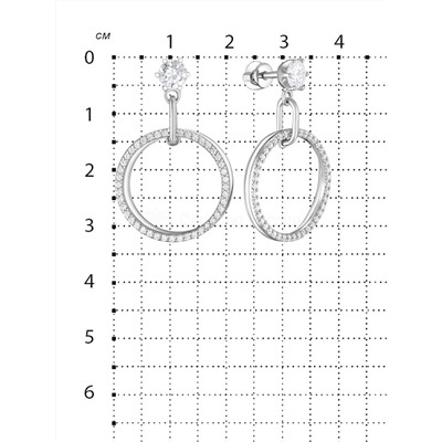 Серьги-пусеты из серебра с фианитами родированные - Кольца 925 пробы 12-1030р