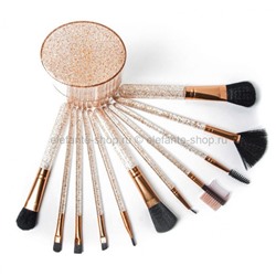 Кисти для макияжа в стакане-тубусе Brush Set Red Gold, 12 штук