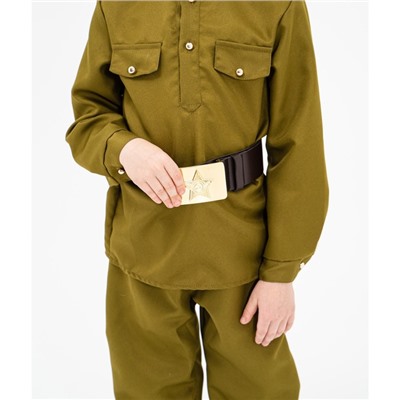 Маскарадный костюм военного для мальчика с пилоткой,ремень,габардин,п/э,р-р 42,р.158-164