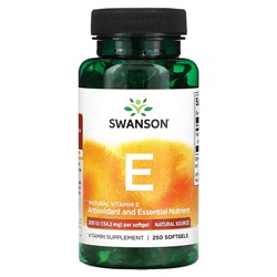 Swanson Витамин Е, натуральный источник, 134,2 мг (200 МЕ), 250 мягких таблеток