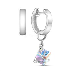 Серьги из серебра с кристаллами Swarovski родированные (2 в 1) 925 пробы 421-10-669р