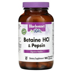 Bluebonnet Nutrition Бетаин HCl & Пепсин - 180 капсул - Bluebonnet Nutrition