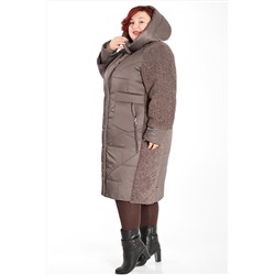 Пальто зимнее больших размеров цвета какао женское