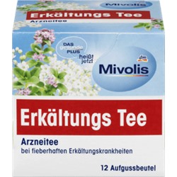 Mivolis Arznei-Tee, Erkaltungstee Лечебный чай при простуде с липой и фенхелем, для взрослых и детей от 12 лет, (12пакетиков x 2 гр) 24 гр