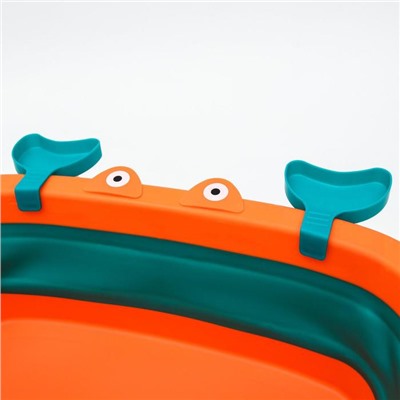 Ванночка детская складная со сливом, «Краб», 67 см., цвет бирюзовый/оранжевый