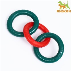 Игрушка жевательная "Всегда вместе!", TPR, 3 кольца по 8 см, зелёная/оранжевая