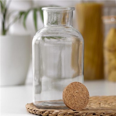 Бутылка стеклянная для соусов и масла с пробковой крышкой Доляна «Парфе», 1,2 л, 10×20,5 см