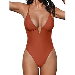 CUPSHE Women Swimsuit One Piece Bathing Suit Deep V Neck Crisscross Back Adjustable Strap
