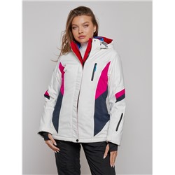 Горнолыжная куртка женская зимняя белого цвета 2201-1Bl