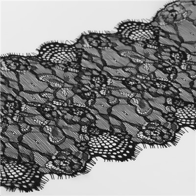 Кружево реснички, 190 мм × 3 ± 0,5 м, цвет чёрный