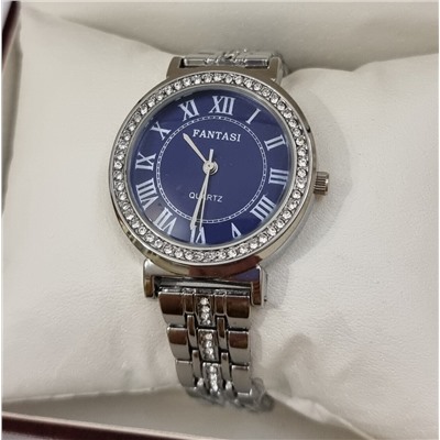 Наручные часы с металлическим браслетом, цвет циферблата синий, Ч302450, арт.126.034
