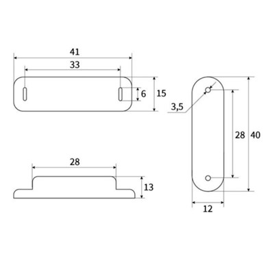 Магнит мебельный ТУНДРА M001P, 41х13 мм, маленький, прозрачный, 1 шт.