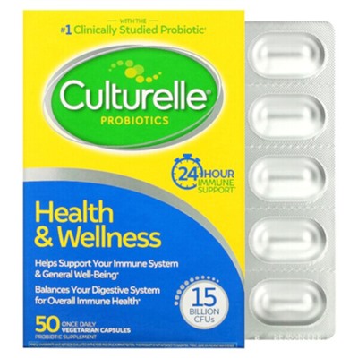 Culturelle Пробиотики, Здоровье и Благополучие - 15 миллиардов КОЕ - 50 капсул - Culturelle