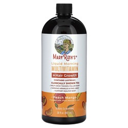 MaryRuth's Жидкие утренние мультивитамины + для роста волос, персик и манго, 30 жидких унций (887 мл)