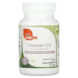 Zahler Витамин D3, расширенная формула D3, 250 мкг (10 000 МЕ), 250 мягких таблеток