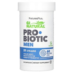 NaturesPlus GI Natural, Пробиотик для мужчин - 60 миллиардов КОЕ - 30 капсул - NaturesPlus