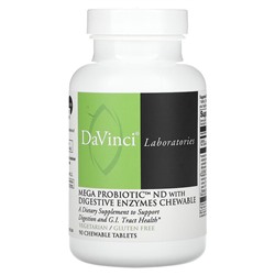 DaVinci Mega Probiotic ND с ферментами для пищеварения, Жевательные таблетки - 90 жевательных таблеток - DaVinci
