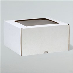 Коробка под торт, с окном, 20 х 20 х 10 см