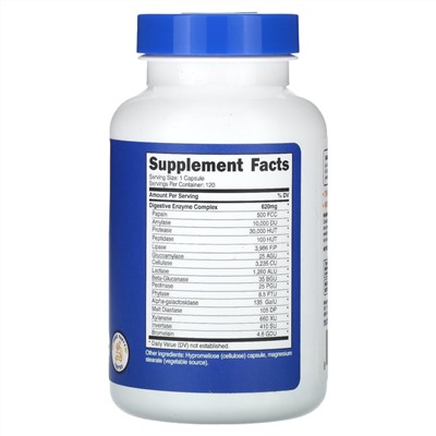 Nutricost Пищеварительные Ферменты, 620 мг, 120 Капсул - Nutricost