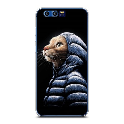 Силиконовый чехол Кот в капюшоне на Honor 9