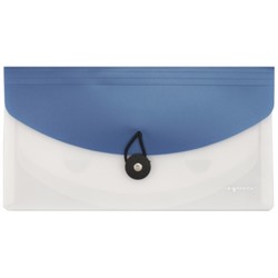 Папка-конверт А6 каскадная на пуговке travel size Perlen, 0.18/0.40 мм., голубой Metallic 23194