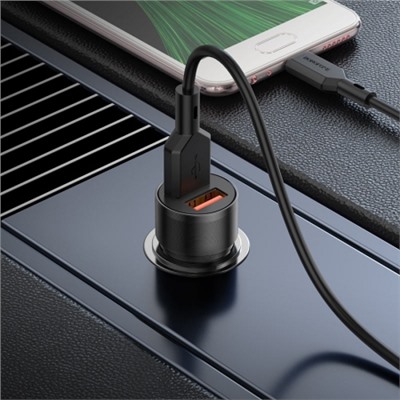 Зарядное автомобильное устройство Borofone BZ19, 2.4A 2xUSB + кабель Micro USB, металл, черное