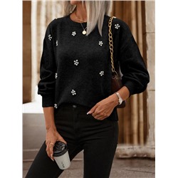 Pullover mit Strass Detail, Drop Shoulder