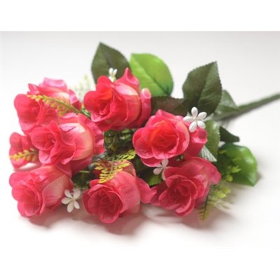 Искусственные цветы, Ветка в букете бутон роз 9 веток (1010237)