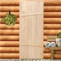 Дверной блок для бани, 190×80см, из липы, на клиньях, массив, "Добропаровъ"