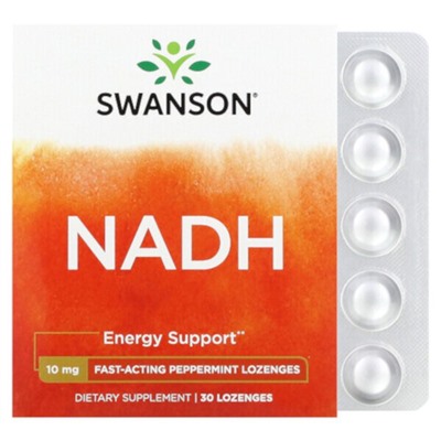Swanson NADH, Мята - 10 мг - 30 леденцов - Swanson