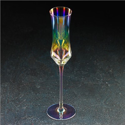 Бокал стеклянный для шампанского «Кира», 180 мл, 7×25,5 см, цвет перламутровый