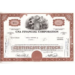Акция Финансовая корпорация CNA, США (1960-е, 1970-е гг.)