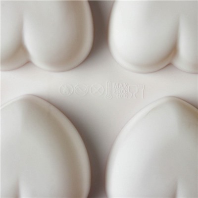 Форма для муссовых десертов и выпечки KONFINETTA «Сердца», 30×17,5×3 см, 8 ячеек (6,2×6 см), цвет белый