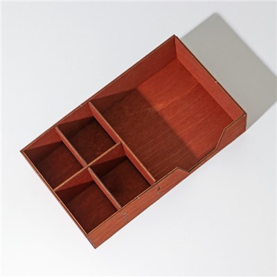 Салфетница деревянная Доляна, с отделениями для специй, 13,5×23,5×6 см, цвет мокко