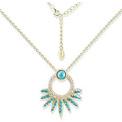 TEBIHOYO 925 sterling silver dainty 14K gold plated necklaces for women teen girls trendy fine jewelry，simple fashion unique synthetic turquoise circle necklace for women