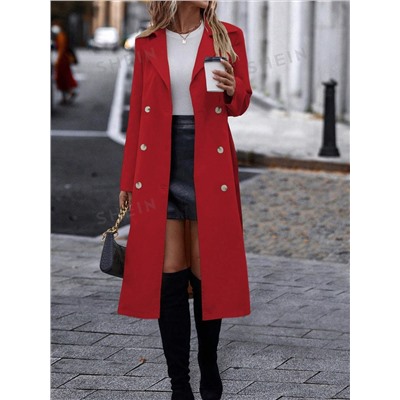 SHEIN Frenchy Trenchcoat mit Revers, doppelten Knopfleisten, Gürtel,