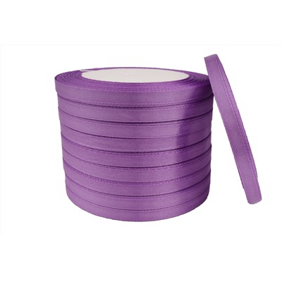 Однотонная атласная лента (светло-фиолетовый), 6мм * 250 ярдов