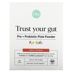 ORA Trust Your Gut, Пре+пробиотический порошок Pixie, для детей, фруктовый пунш, 6 миллиардов, 30 палочек, по 0,05 унции (1,5 г) каждая