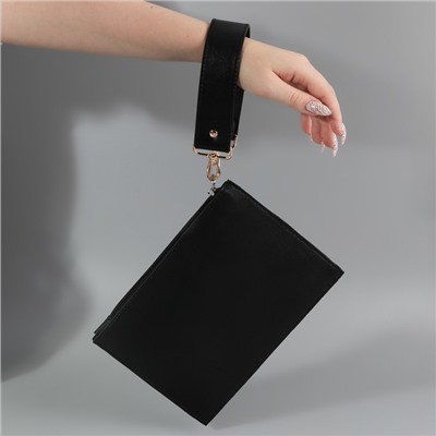 Ручка для сумки, с карабинами, 35 ± 1 см × 3,5 см, цвет чёрный/золотой