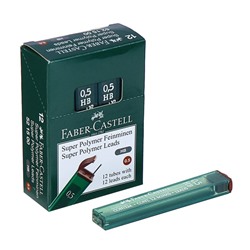 Грифели для механических карандашей 0.5мм Faber-Castell Polymer НВ 12 штук, футляр