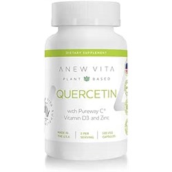 Anew Vita Quercetin | w/Vitamin C + D3 + Zinc | Support Immune System | Antioxidant Boost | Promote Allergy Wellness | 120 Vegetable Capsules | Plant Based | Non-GMO | Gluten Free | Made in USA
