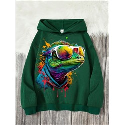 SHEIN Tween Jungen Lässiges Cartoon-bedrucktes Langarm-Sweatshirt, geeignet für Herbst und Winter