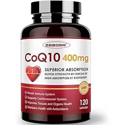 CoQ10-400mg-Softgels with PQQ, BioPerine & Omega-3, Coenzyme Q10(Ubiquinone) Supplement for High-Absorption, Powerful-Antioxidant, Support Heart & Energy-Production, 120 Servings