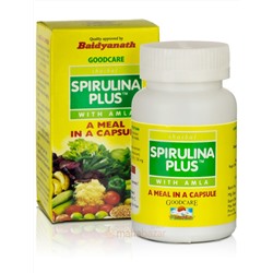 Спирулина Плюс, источник витаминов, 60 кап, производитель Байдьянатх; Spirulina plus, 60 caps, Baidyanath