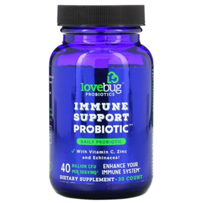 LoveBug Probiotics Пробиотик для поддержки иммунитета, ежедневный пробиотик, 40 миллиардов КОЕ, 30 шт.