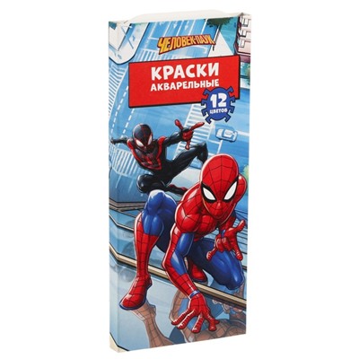 Акварель медовая «Человек-паук», 12 цветов, в картонной коробке, без кисти