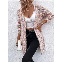 SHEIN LUNE Cardigan mit Melierter Strick offener Front