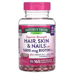 Nature's Truth Hair, Skin & Nails with Biotin, 5,000 mcg , 165 Rapid Release Liquid Softgels