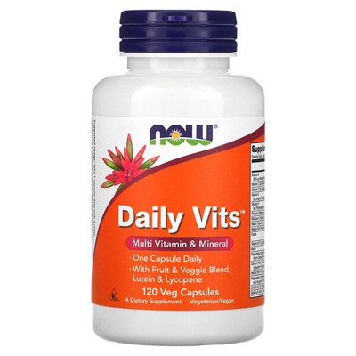 NOW Foods Daily Vits, Мультивитамин и минералы - 120 вегетарианских капсул - NOW Foods
