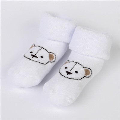 Набор носков для новорождённых 2 пары (4 шт.), махровые от 0 до 6 мес., цвет бежевый/белый